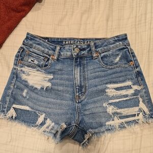 American Eagle Outfitters Light Blue Ripped Jean Shorts